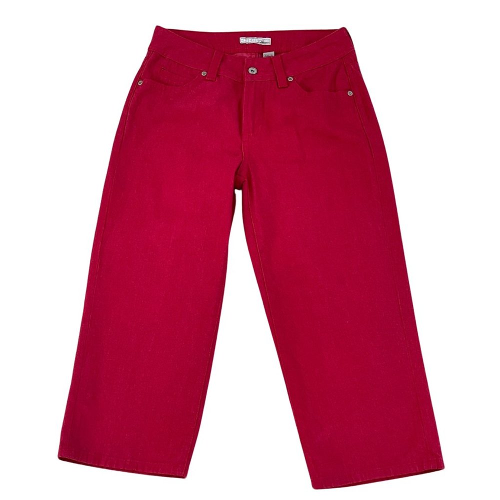 Chico's Platinum Jeans Straight Leg Cropped Red Size 1 = 8 Medium Cotton EUC